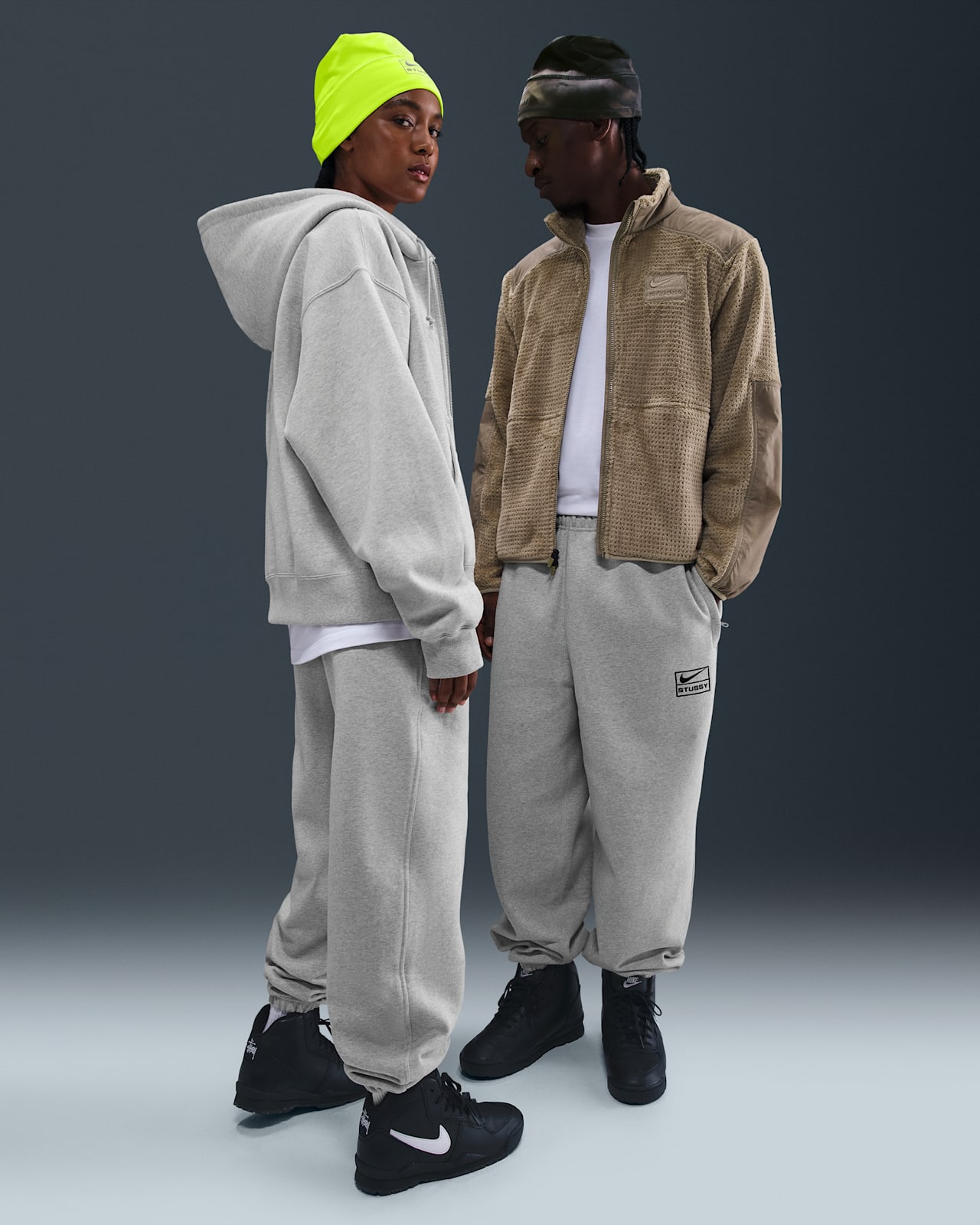 NIKE　STUSSY Stüssy x Nike Sudadera con capucha y cremallera de vellón lavado a